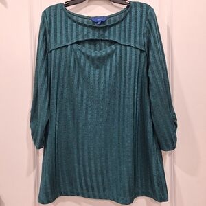 Apt. 9 Teal Striped Long Sleeve Blouse